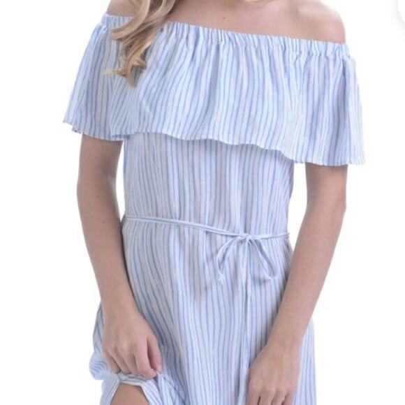 Walker & Wade NWOT Dana Periwinkle‎ Stripe Convertible Summer Maxi Dress Small - Picture 9 of 11